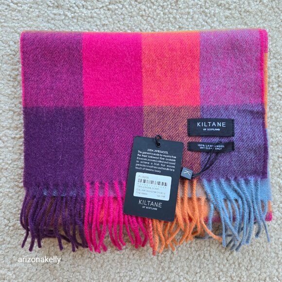 NWT Kiltane of Scotland Lambswool Colorful Fringe Scarf - Picture 10 of 10